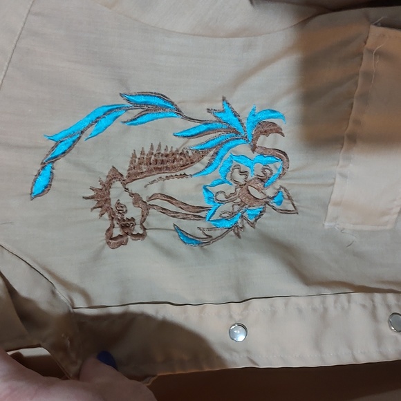 Unique western embroidered pearl snap top - Picture 3 of 7